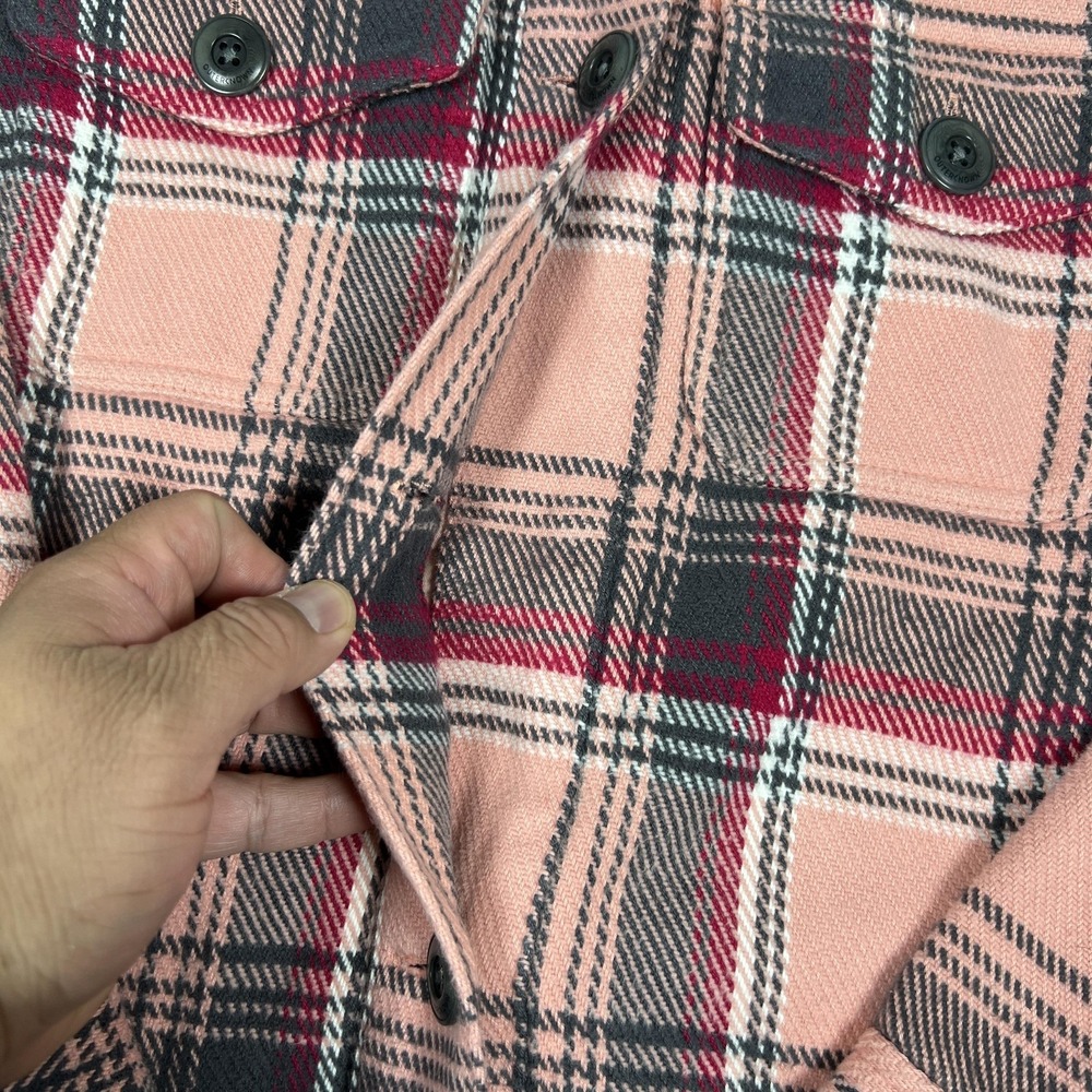 Outerknown Blanket Shirt Mens XS Pink Button Front Plaid Heavy Flaw Button - Picture 3 of 11